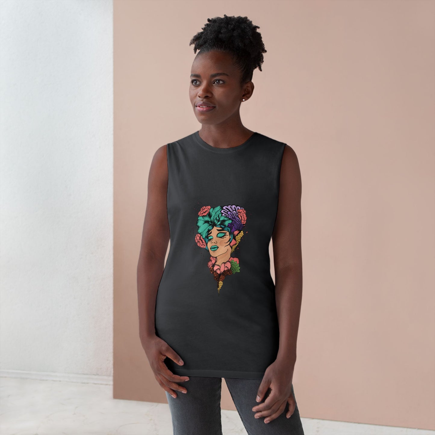 Artistic Floral Graphic Women Tank Top - Boho Style