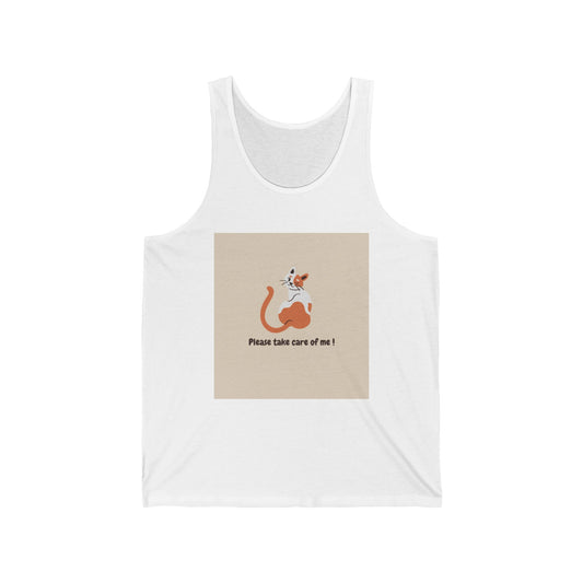 Casual Cat Lover Tank Top - 'Please Take Care of Me!'